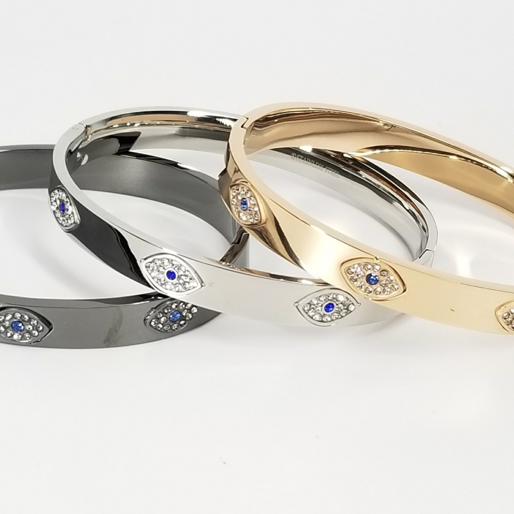 NWT Trendy Evil Eye Stainless Steel Cuff Bracelet - Picture 4 of 11